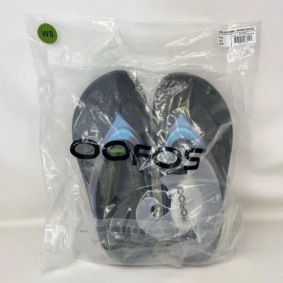 Oofos Oolala Comfort Recovery Slide Sandals Black Iridescent Women's Size 8 - Picture 8 of 8